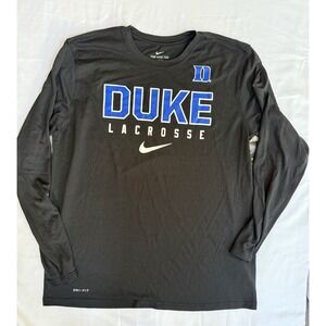 Duke Blue Devils Lacrosse Nike Legend Tee Shirt Long Sleeve Mens L Black NWT